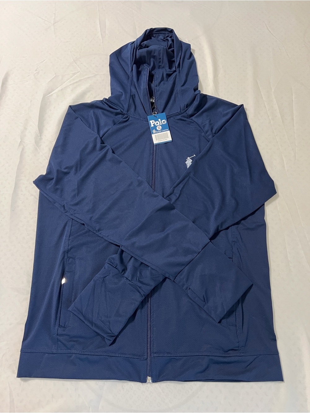 Polo by Ralph Lauren Navy Hooded Varsity Jacket with White Pony